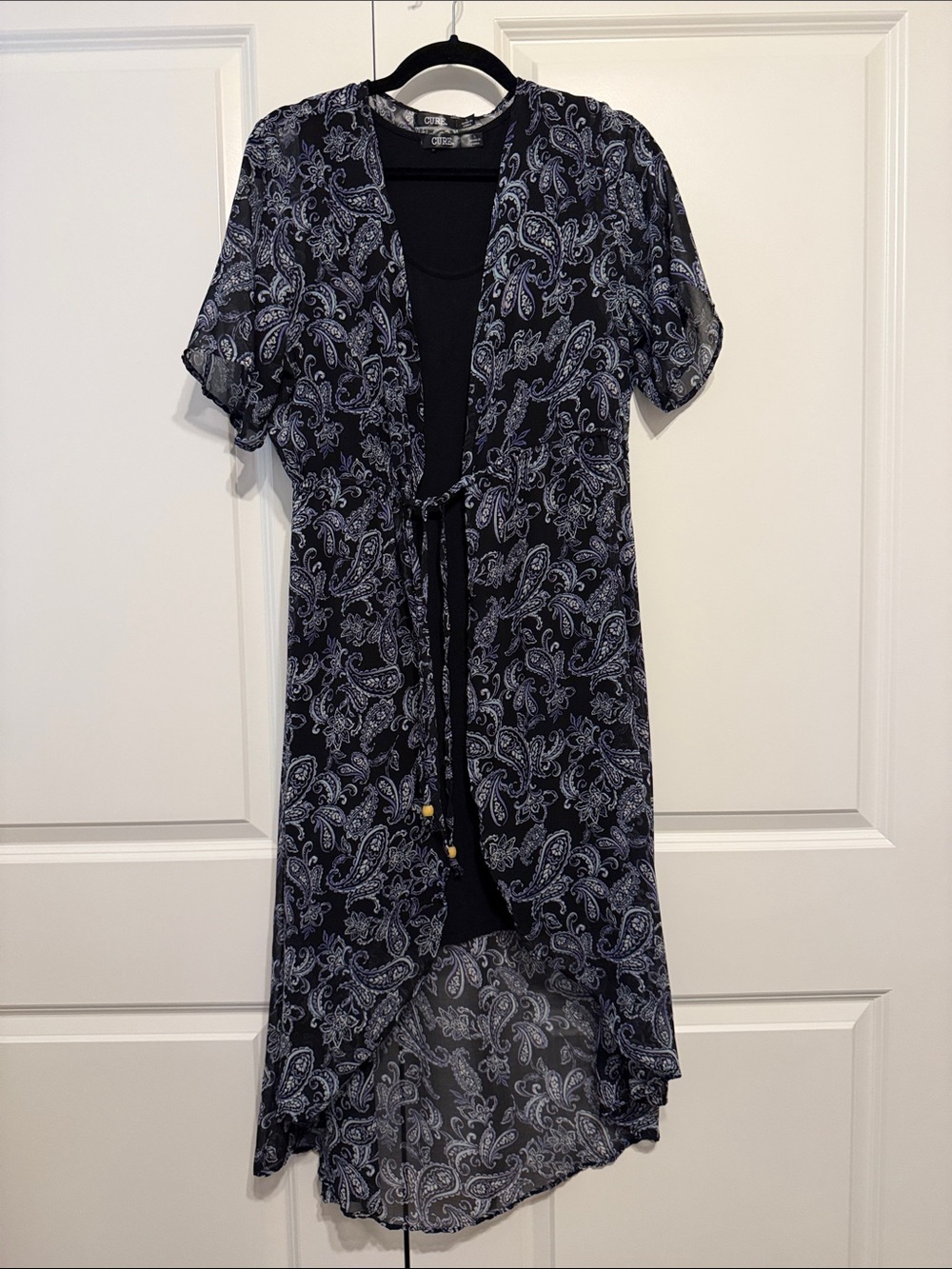 Paisley Tie-Front High-Low Dress in Black by Catherine's